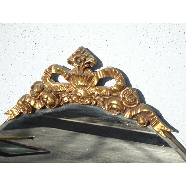 Glass Vintage French Provincial Round Gold Ornate Wall Mantle Mirror For Sale - Image 7 of 15