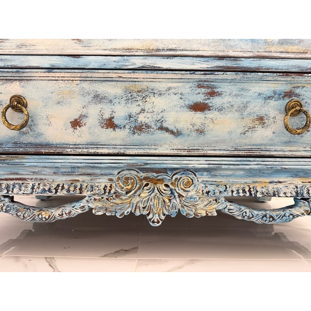 Maison Martine Coastal Blue Chest • Hand‑Refinished • 36” Artisan Dresser For Sale - Image 10 of 13