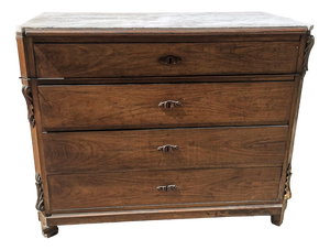 Walnut Chest of Drawers with 4 Drawers with Italian marble top, 1800s