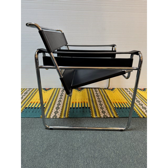 Bauhaus Wassily Leather + Chrome Chair, Reproduction For Sale - Image 3 of 14