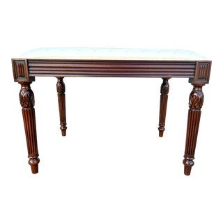 2006 Henkel Harris Carved Solid Mahogany Upholstered Bench #312 For Sale