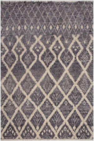 1990s Modern Moroccan Gray Wool Rug -7′10″ × 10′4″