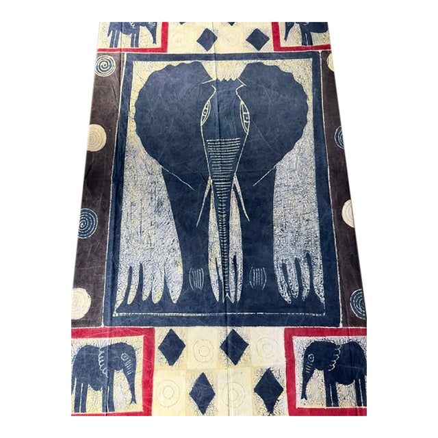 VTG Africa Decorative Panno Cotton Canvas Hand Printed For Sale