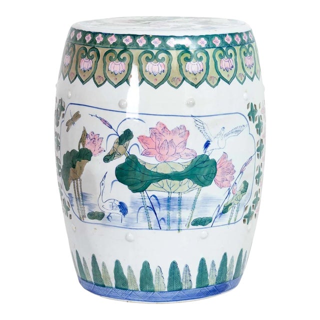 Painted Ceramic Garden Stool For Sale