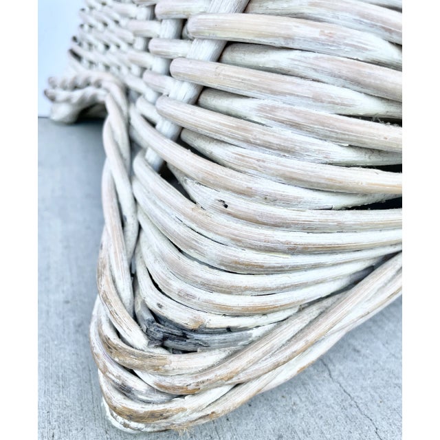 White Washed Rattan Bench From 80's For Sale - Image 11 of 13