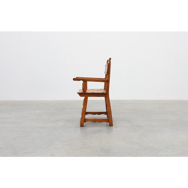 Rustic Rustic Iberian Carved Oak Side Chair, Spain, 1900 For Sale - Image 3 of 16