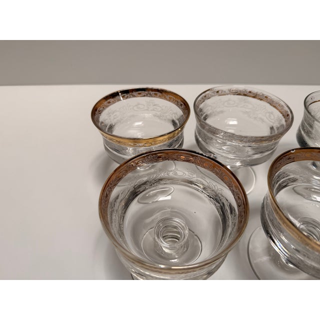 Glass Murano Glass Medici Gold Rim Dessert Bowl Set, 1970s, Set of 6 For Sale - Image 7 of 9