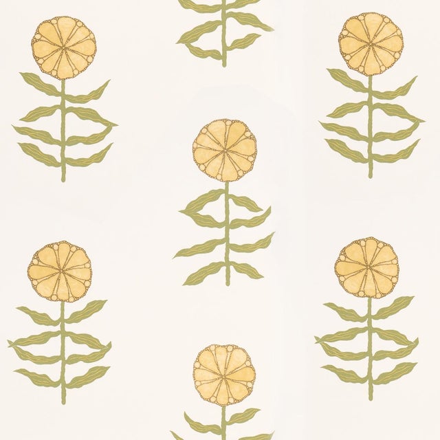 SAMPLE - Schumacher x Marian Mcevoy Pretty Petals Wallpaper In Soft Yellow For Sale