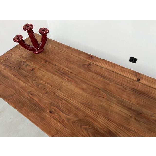 Brown Pine Farm Table, 1970s For Sale - Image 8 of 18