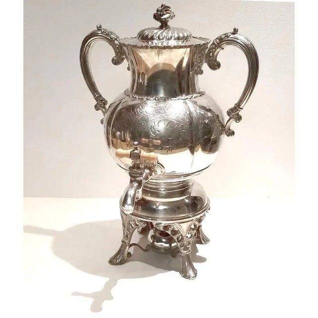 Neoclassical style, rare antique samovar in the style of "Wilcox silver plate Meriden conn ," Connecticut, in "Quadruple...