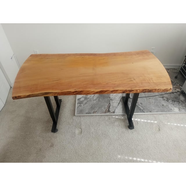 Contemporary Exceptionally Rare Curly Ambrosia Sugar Maple Desk For Sale - Image 3 of 11