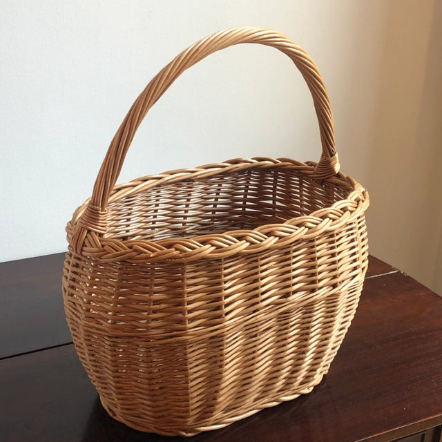 Mid 20th Century Large French-Style Oval Market Basket For Sale - Image 5 of 13