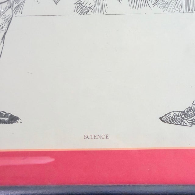 Pair of Rare James Montgomery Flagg Harper's Weekly 1907 Mid-Century Modern Re-Prints — "Science" & "Politics" — Framed For Sale In Chicago - Image 6 of 12