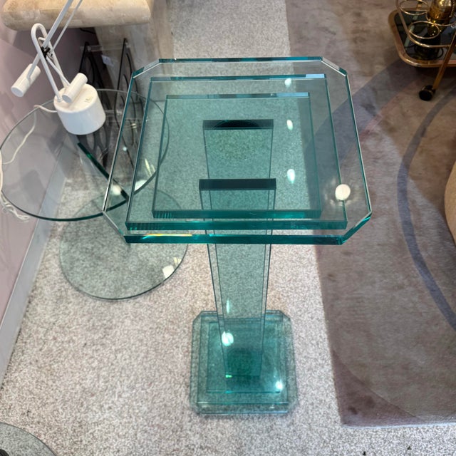 Vintage Stacked Glass Pedestal 36.5” For Sale - Image 4 of 9