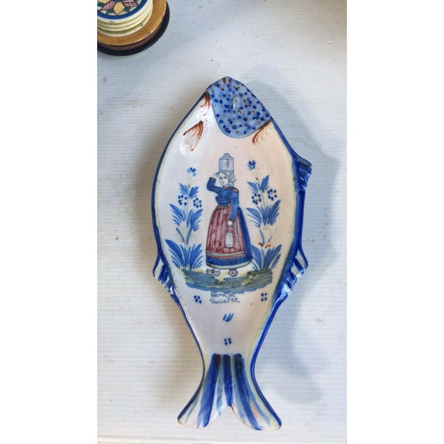 Large French Faience Fish Platter Quimper Circa 1930 For Sale - Image 9 of 9