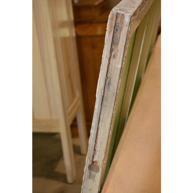 Vintage Large Green Blue & White Slag Glass 6 Pane Window Panel From Va Church For Sale - Image 11 of 18