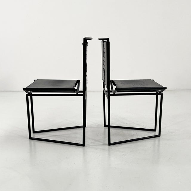 Model 91 Chairs in Black Leater by Mario Botta for Alias, 1990s, Set of 4 For Sale - Image 6 of 16