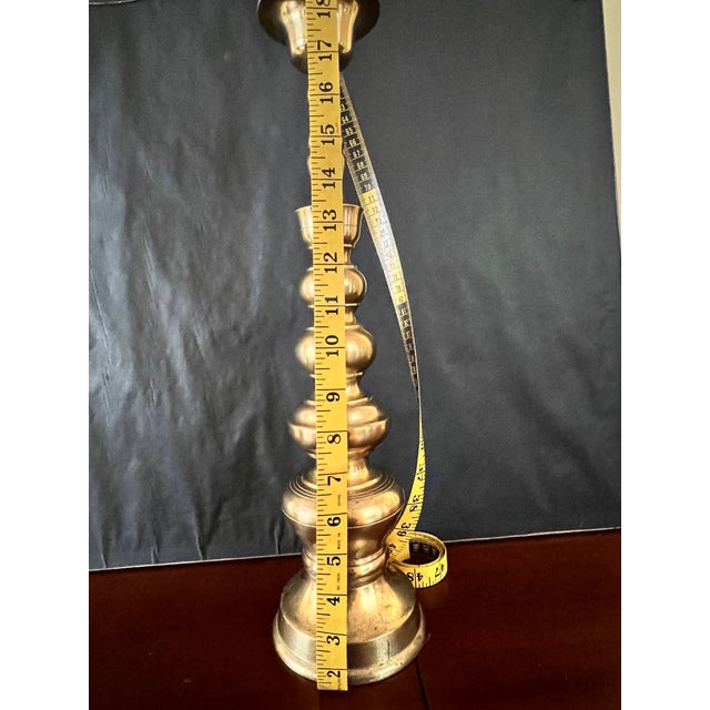 1950s Tall Brass Candle Stick - Church / Altar / Mantle For Sale - Image 5 of 7