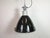 Industrial black ( dark grey ) enamel pendant lamp designed and produced by Elektrosvit in former Czechoslovakia during...