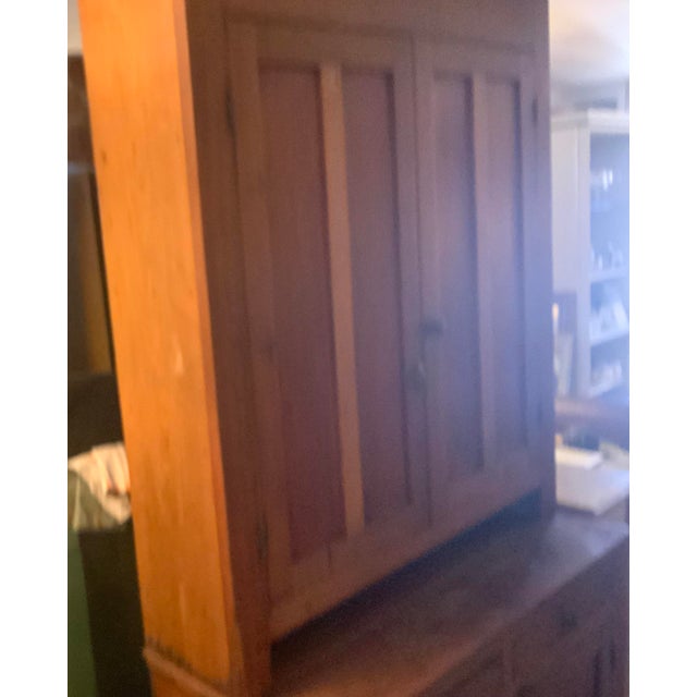 Wood Antique Primitive Step Back Walnut Cupboard For Sale - Image 7 of 15