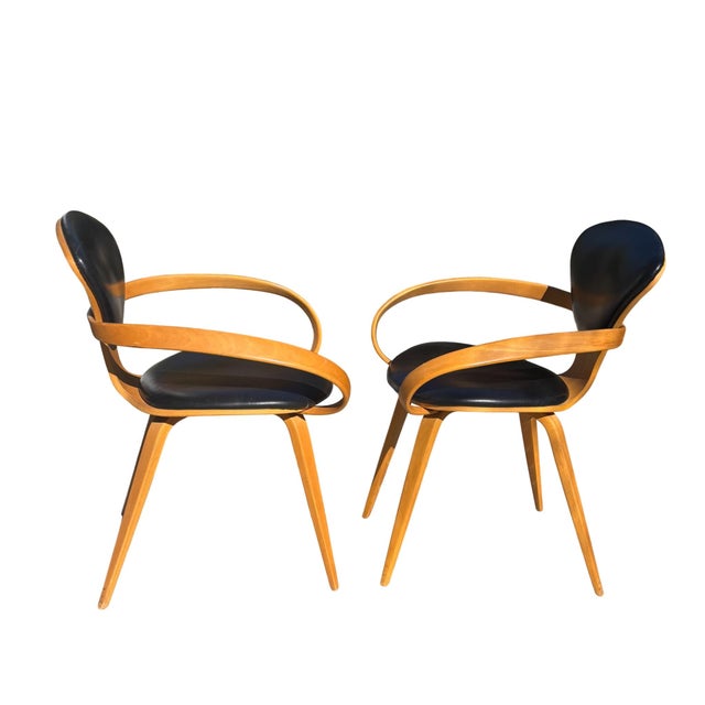 Wood Norman Cherner for Plycraft Pretzle Arm Chairs - Pair For Sale - Image 7 of 10