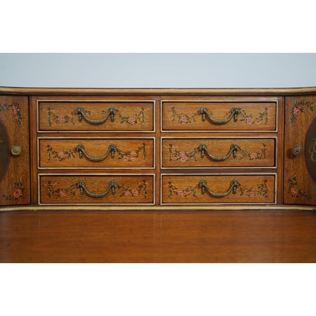 Wood Imperial Adams Style Paint Decorated Carlton House Desk For Sale - Image 7 of 18