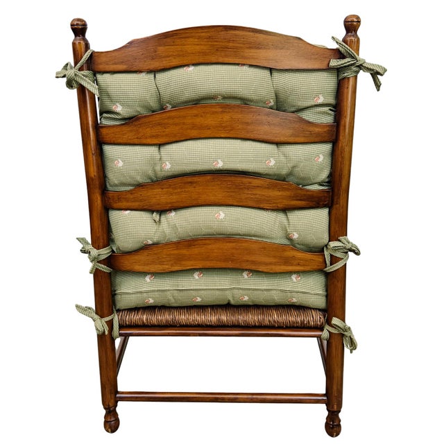 Late 20th Century Custom-Made Country French Ladderback Armchair and Ottoman Set by Calico Corners For Sale - Image 10 of 18