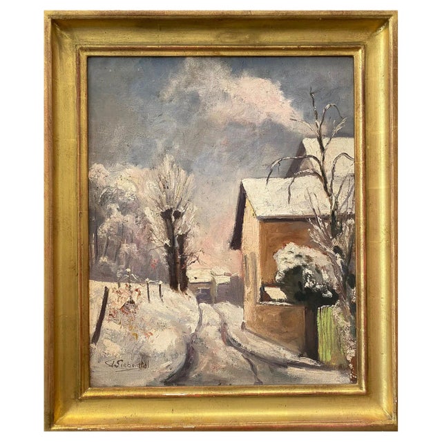 Adolphe De Siebenthal, Snowy Landscape, 1943, Oil on Canvas For Sale