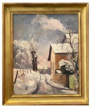 Adolphe De Siebenthal, Snowy Landscape, 1943, Oil on Canvas