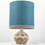 Round Ceramic Table Lamp with Custom Blue Silk Lampshade by René Houben, 1970 For Sale - Image 9 of 12