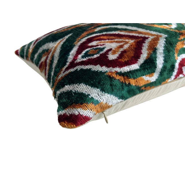 Traditional Silk Ikat Lumbar Pillow Cover For Sale - Image 4 of 10