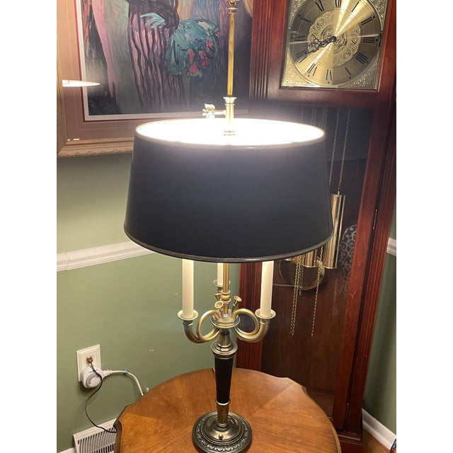 This Beautiful French Horn Bouillotte Stiffel lamp and shade are in excellent shape with only one prior owner and the...