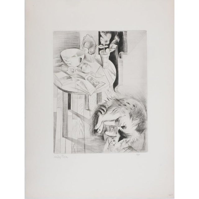 Mily Possoz, The Cat on the Stool, Original Signed Engraving For Sale - Image 11 of 11