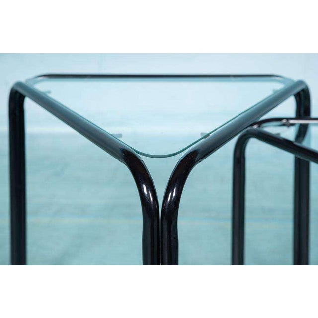 Metal Minimalist Triangular Nesting Tables, 1980s, Set of 3 For Sale - Image 7 of 15