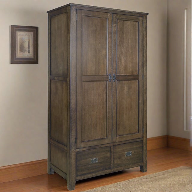 Mission 2 Door / 2 Drawer Armoire Walnut For Sale - Image 11 of 11