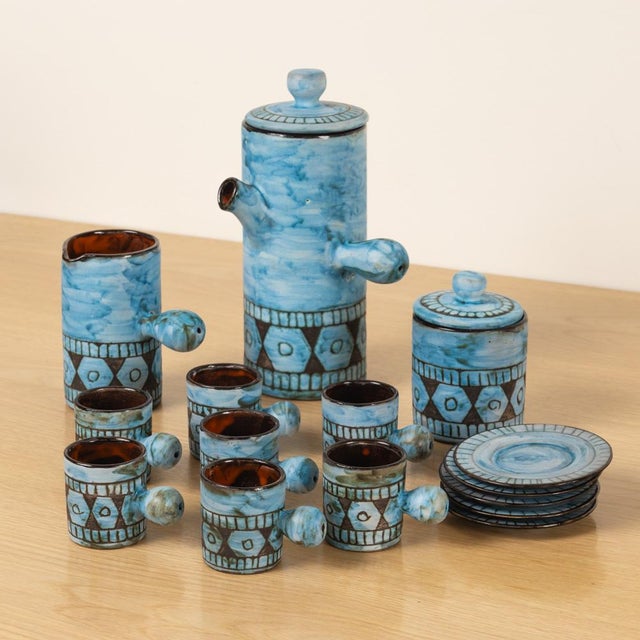 French 1960's French Ceramic Coffee Set by Alain Maunier- 17 Pieces For Sale - Image 3 of 11