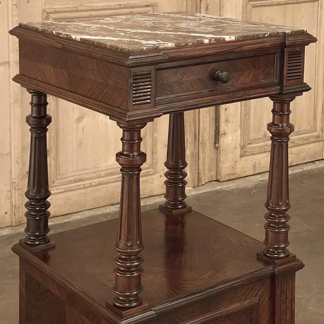 19th Century French Louis XVI Rosewood Marble Top Nightstand For Sale In Dallas - Image 6 of 13