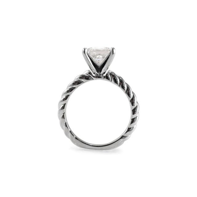 14k White Gold 1.50ct Princess Cut Lab Grown Diamond Solitaire Engagement Ring, Size 4.25 For Sale - Image 4 of 8