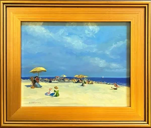 Impressionist Style Oil Painting of a Beach Scene