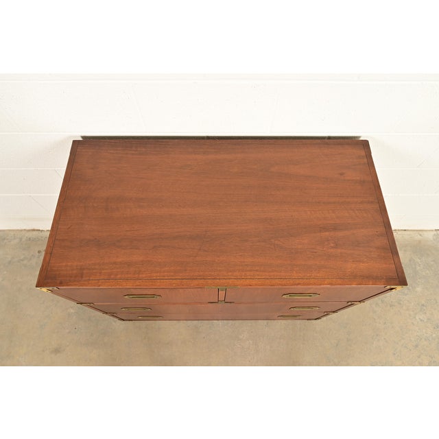 Michael Taylor for Baker Furniture Hollywood Regency Campaign Walnut Dresser Chest, 1960s For Sale - Image 10 of 13