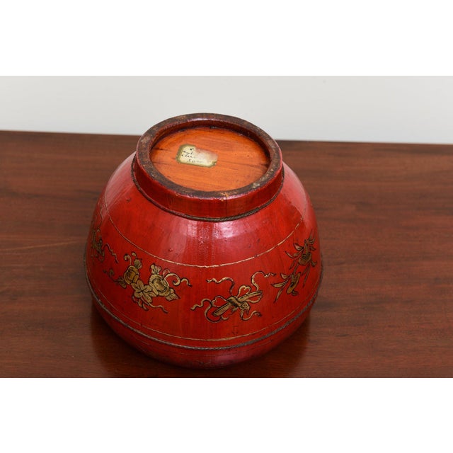 Wood Small Antique Chinese Red Lacquered Covered Box For Sale - Image 7 of 9