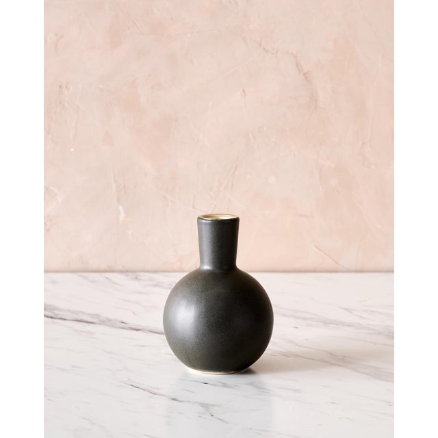 Ceramic Trio of "Almost Black" Matte Ceramic Taper Candle Holders "Bella," "Bobby," and "Beau" by Lostine For Sale - Image 7 of 12