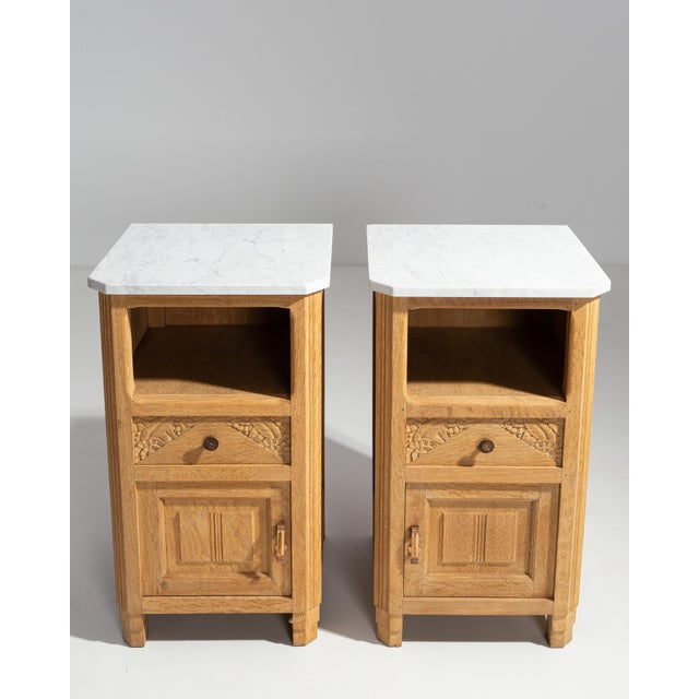 Gray 1920s Oak Art Deco Side Table With Marble Top For Sale - Image 8 of 18