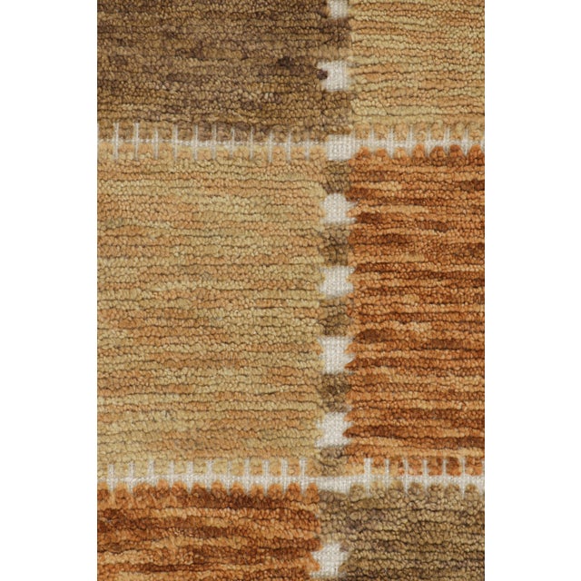 Mid-Century Modern Rug & Kilim’s Scandinavian Style Rug in Beige-Brown and Rust Geometric Pattern For Sale - Image 3 of 7