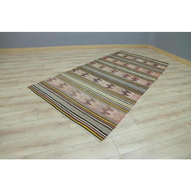 1970s Native American Hand Knotted Striped Large Rug For Sale - Image 4 of 6