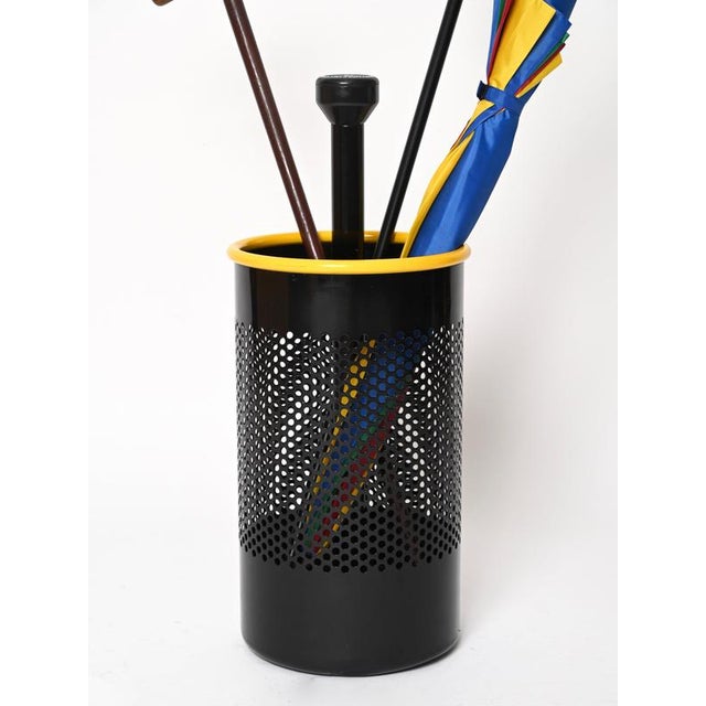 Special Edition Black and Yellow Cribbio Umbrella Stand attributed to Barbieri, Italy, 1980s For Sale - Image 6 of 11