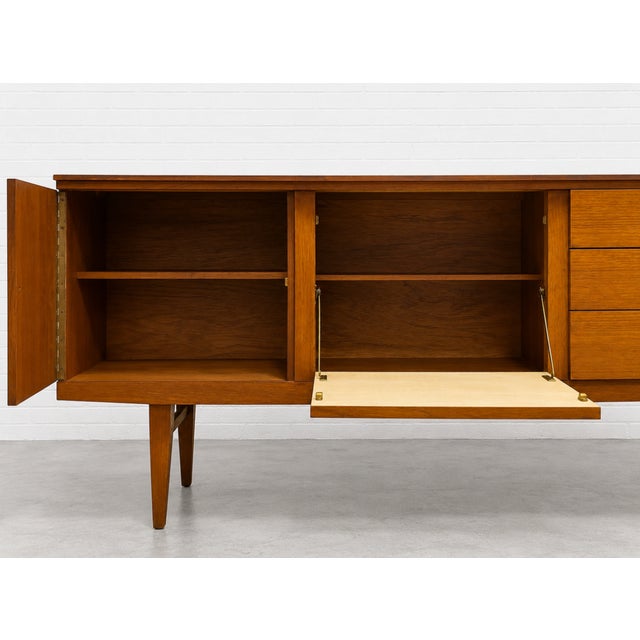 Brown Rare Mid Century Modern Danish Teak Credenza / Media Stand, C. 1960's For Sale - Image 8 of 16