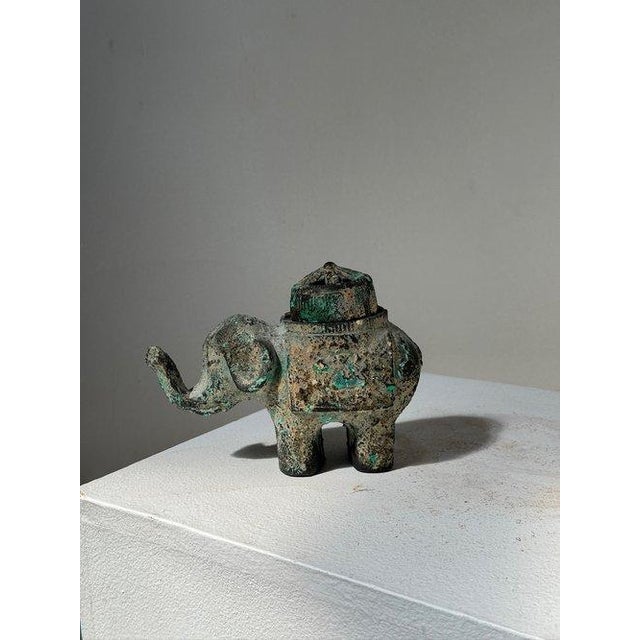 Metal Antique Japan Gold Gilt Good Luck Elephant Censer For Sale - Image 7 of 8