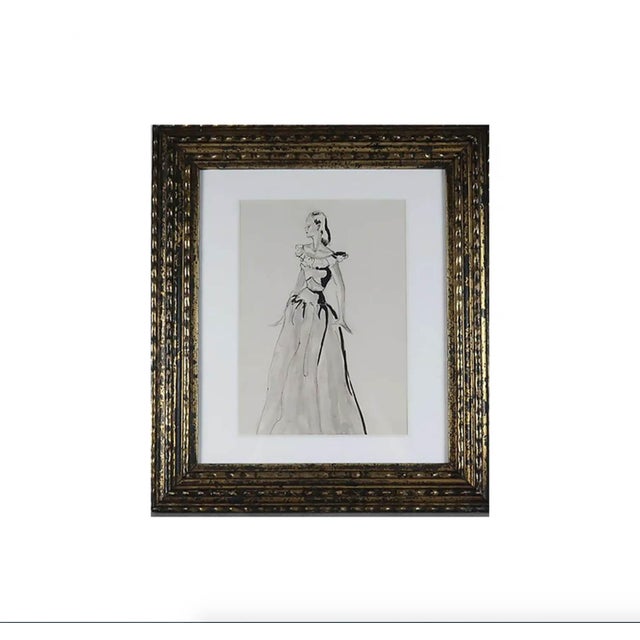 Mid-Century Modern Pat Kerr, Original Fashion Drawing, 1946, Ink on Paper, Framed For Sale - Image 3 of 4