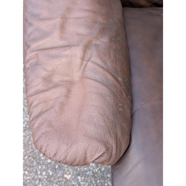 Vintage Ekornes Stressless Brown Leather Recliner and Ottoman Norway For Sale - Image 10 of 17